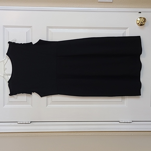 LBD Black Shift Dress with Ruffle Details - Picture 6 of 9
